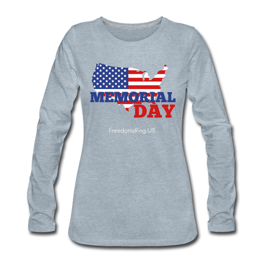 MEMORIAL DAY US FLAG - Women's Premium Long Sleeve T-Shirt - heather ice blue