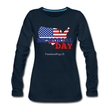 Load image into Gallery viewer, MEMORIAL DAY US FLAG - Women&#39;s Premium Long Sleeve T-Shirt - deep navy
