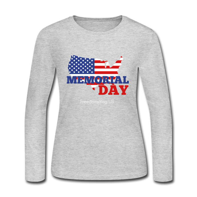 MEMORIAL DAY US FLAG - Women's Long Sleeve Jersey T-Shirt - gray