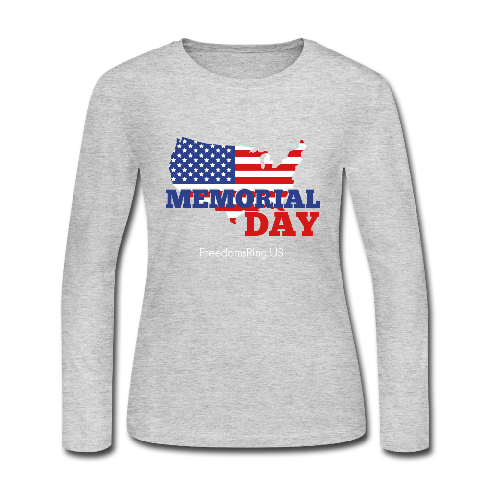 MEMORIAL DAY US FLAG - Women's Long Sleeve Jersey T-Shirt - gray