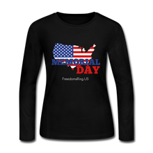 Load image into Gallery viewer, MEMORIAL DAY US FLAG - Women&#39;s Long Sleeve Jersey T-Shirt - black
