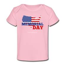 Load image into Gallery viewer, MEMORIAL DAY US FLAG - Organic Baby T-Shirt - light pink
