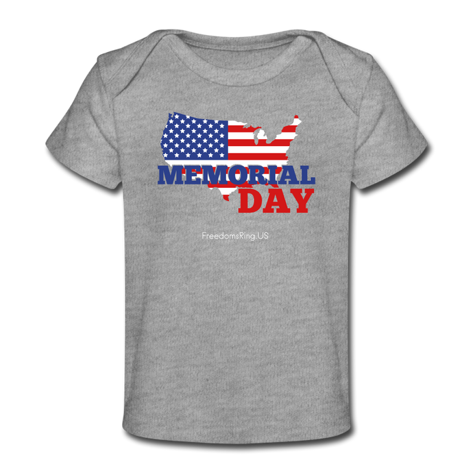 MEMORIAL DAY US FLAG - Organic Baby T-Shirt - heather gray