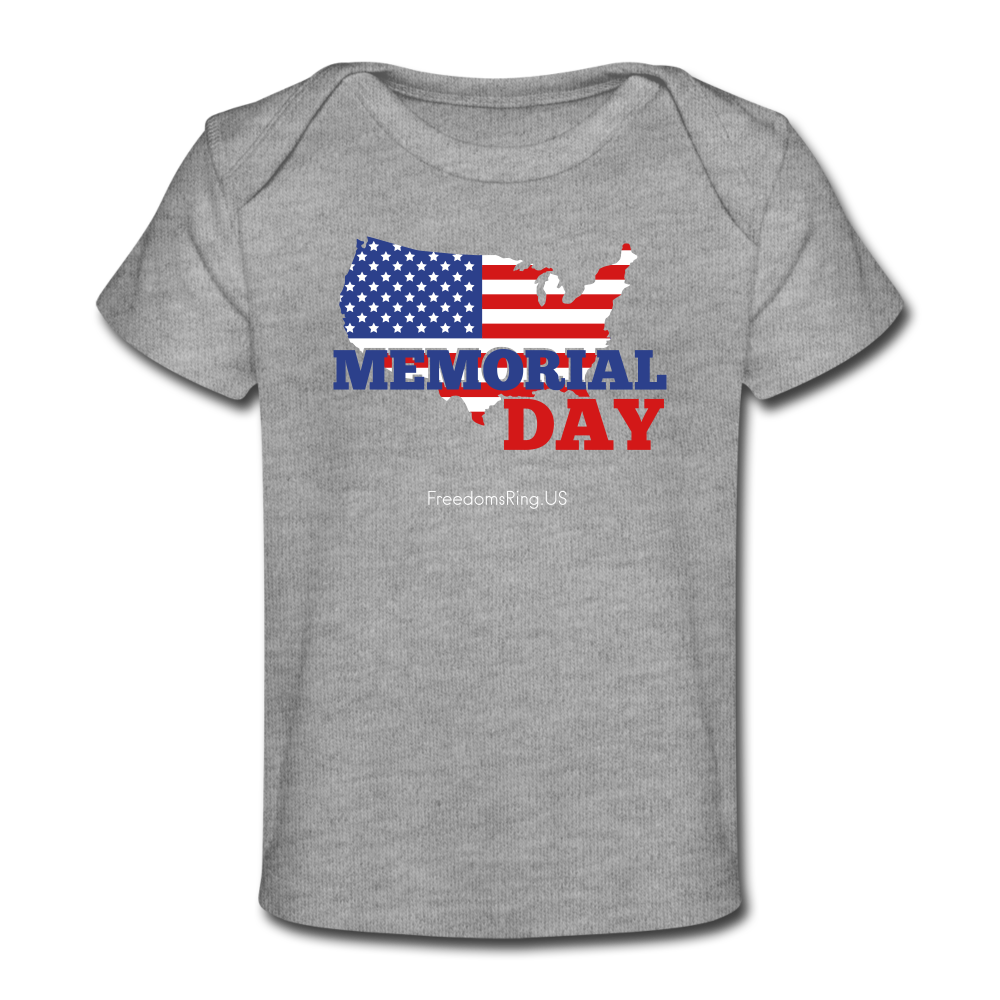 MEMORIAL DAY US FLAG - Organic Baby T-Shirt - heather gray