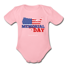 Load image into Gallery viewer, MEMORIAL DAY US FLAG - Organic Short Sleeve Baby Bodysuit - light pink
