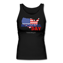 Load image into Gallery viewer, MEMORIAL DAY US FLAG - Women&#39;s Longer Length Fitted Tank - black
