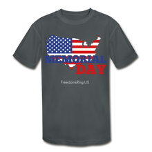 Load image into Gallery viewer, MEMORIAL DAY US FLAG - Kids&#39; Moisture Wicking Performance T-Shirt - charcoal
