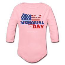 Load image into Gallery viewer, MEMORIAL DAY US FLAG - Organic Long Sleeve Baby Bodysuit - light pink
