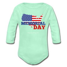 Load image into Gallery viewer, MEMORIAL DAY US FLAG - Organic Long Sleeve Baby Bodysuit - light mint
