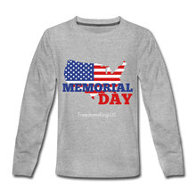 Load image into Gallery viewer, MEMORIAL DAY US FLAG - Kids&#39; Premium Long Sleeve T-Shirt - heather gray
