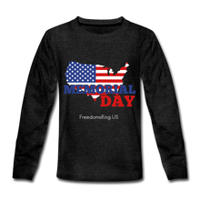 Load image into Gallery viewer, MEMORIAL DAY US FLAG - Kids&#39; Premium Long Sleeve T-Shirt - charcoal gray
