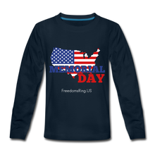 Load image into Gallery viewer, MEMORIAL DAY US FLAG - Kids&#39; Premium Long Sleeve T-Shirt - deep navy
