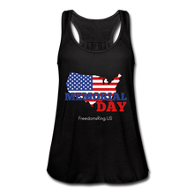 Load image into Gallery viewer, MEMORIAL DAY US FLAG - Women&#39;s Flowy Tank Top by Bella - black
