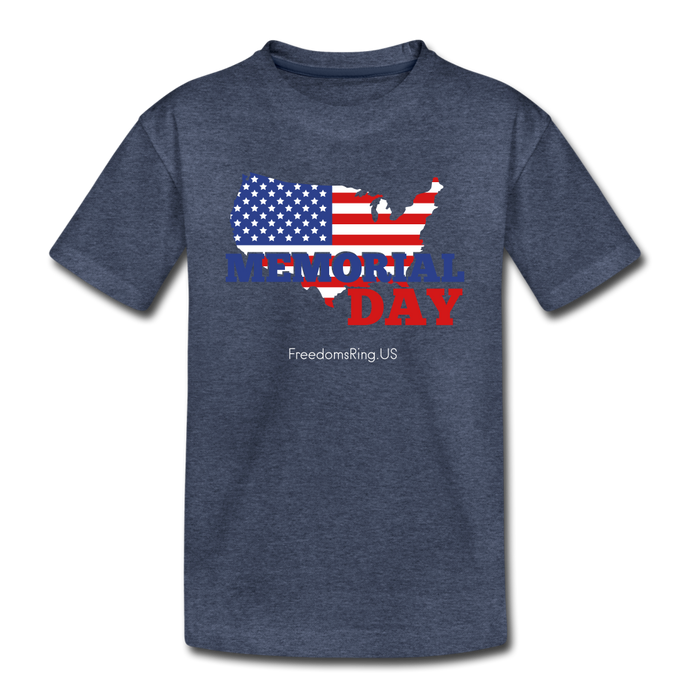 MEMORIAL DAY US FLAG - Kids' Premium T-Shirt - heather blue