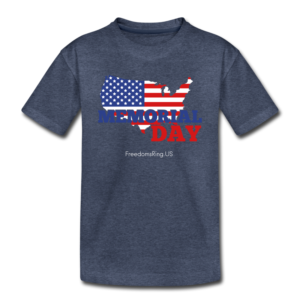 MEMORIAL DAY US FLAG - Kids' Premium T-Shirt - heather blue