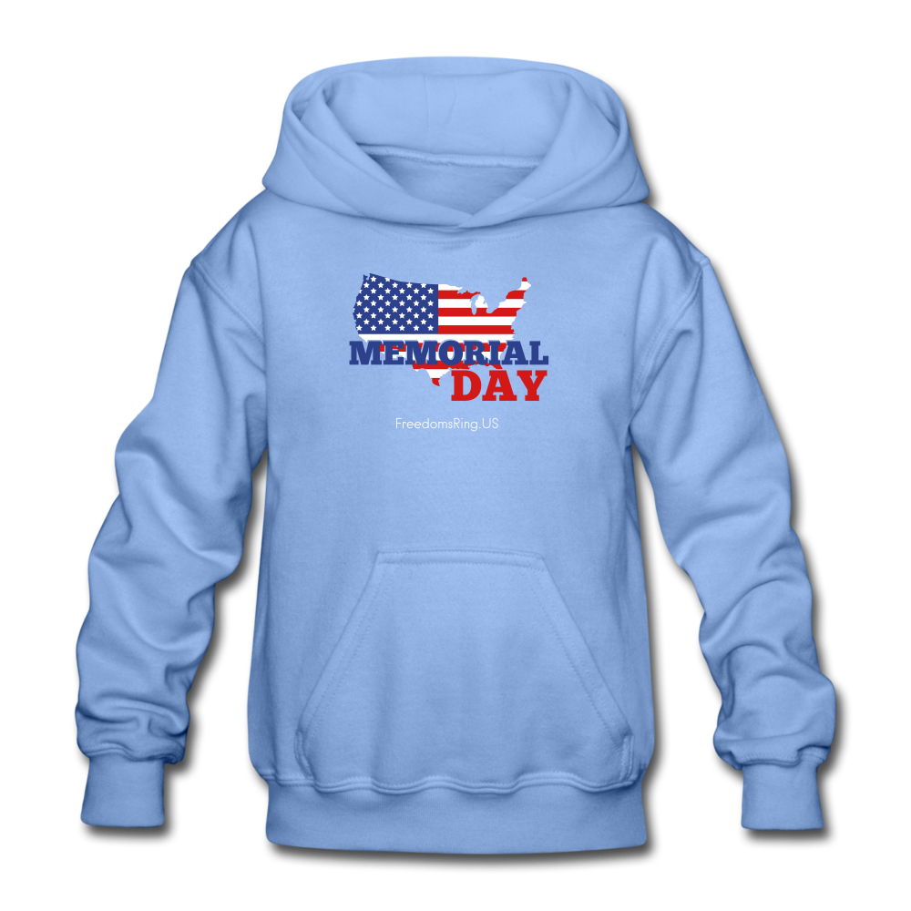 MEMORIAL DAY US FLAG - Gildan Heavy Blend Youth Hoodie - carolina blue