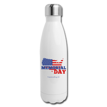 Load image into Gallery viewer, MEMORIAL DAY US FLAG - Insulated Stainless Steel Water Bottle - white
