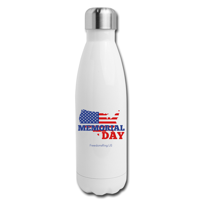 MEMORIAL DAY US FLAG - Insulated Stainless Steel Water Bottle - white