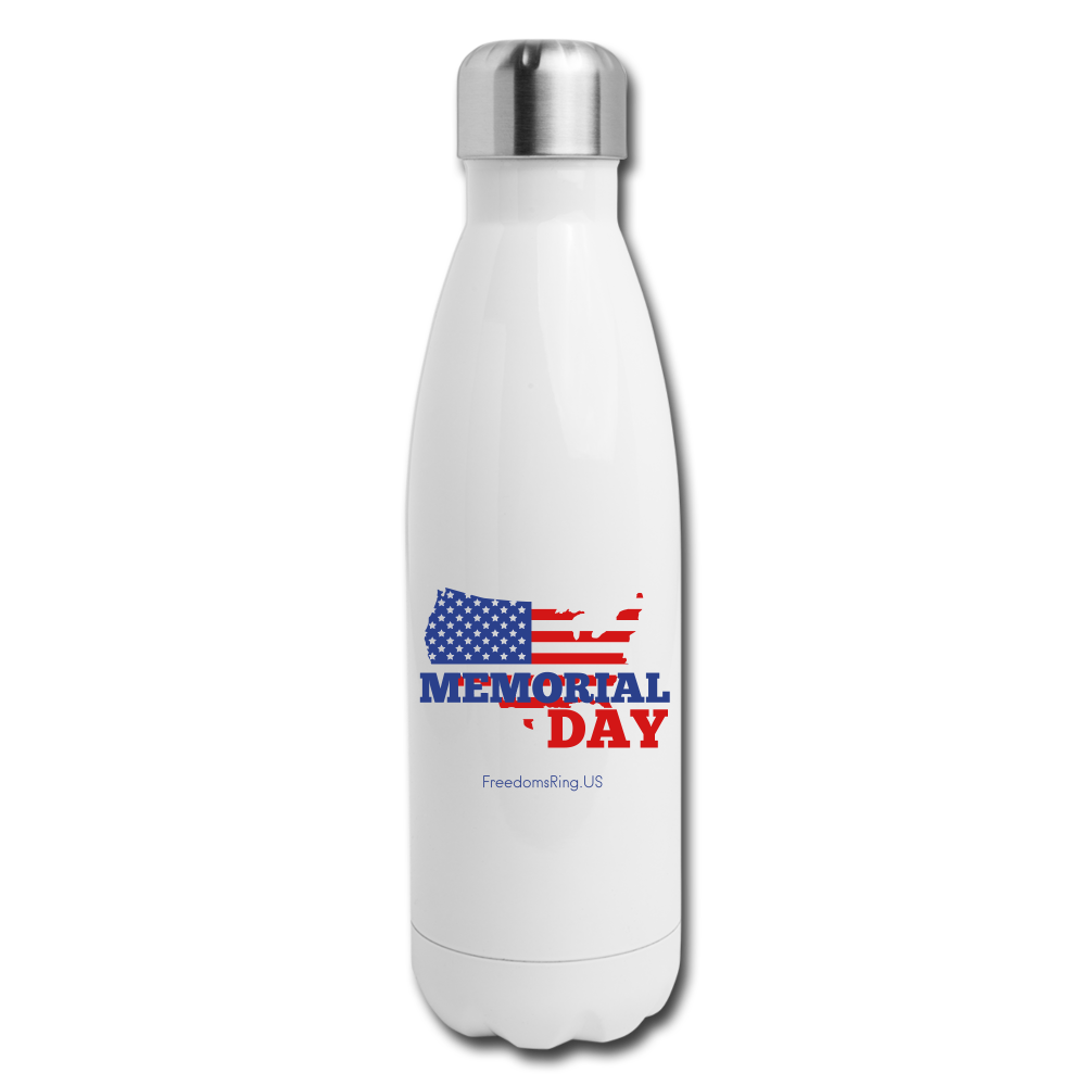 MEMORIAL DAY US FLAG - Insulated Stainless Steel Water Bottle - white