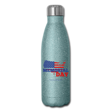 Load image into Gallery viewer, MEMORIAL DAY US FLAG - Insulated Stainless Steel Water Bottle - turquoise glitter
