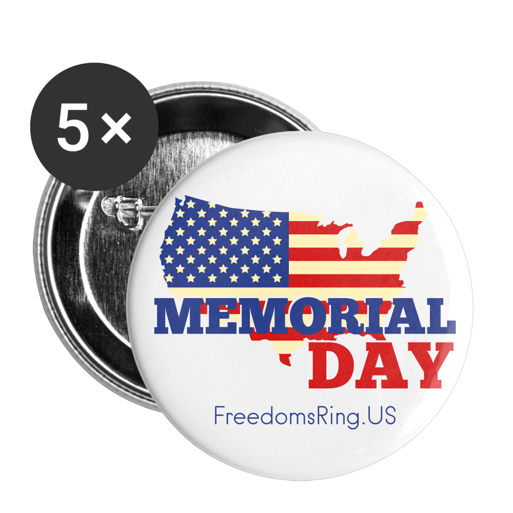 MEMORIAL DAY US FLAG - Buttons large 2.2'' (5-pack) - white