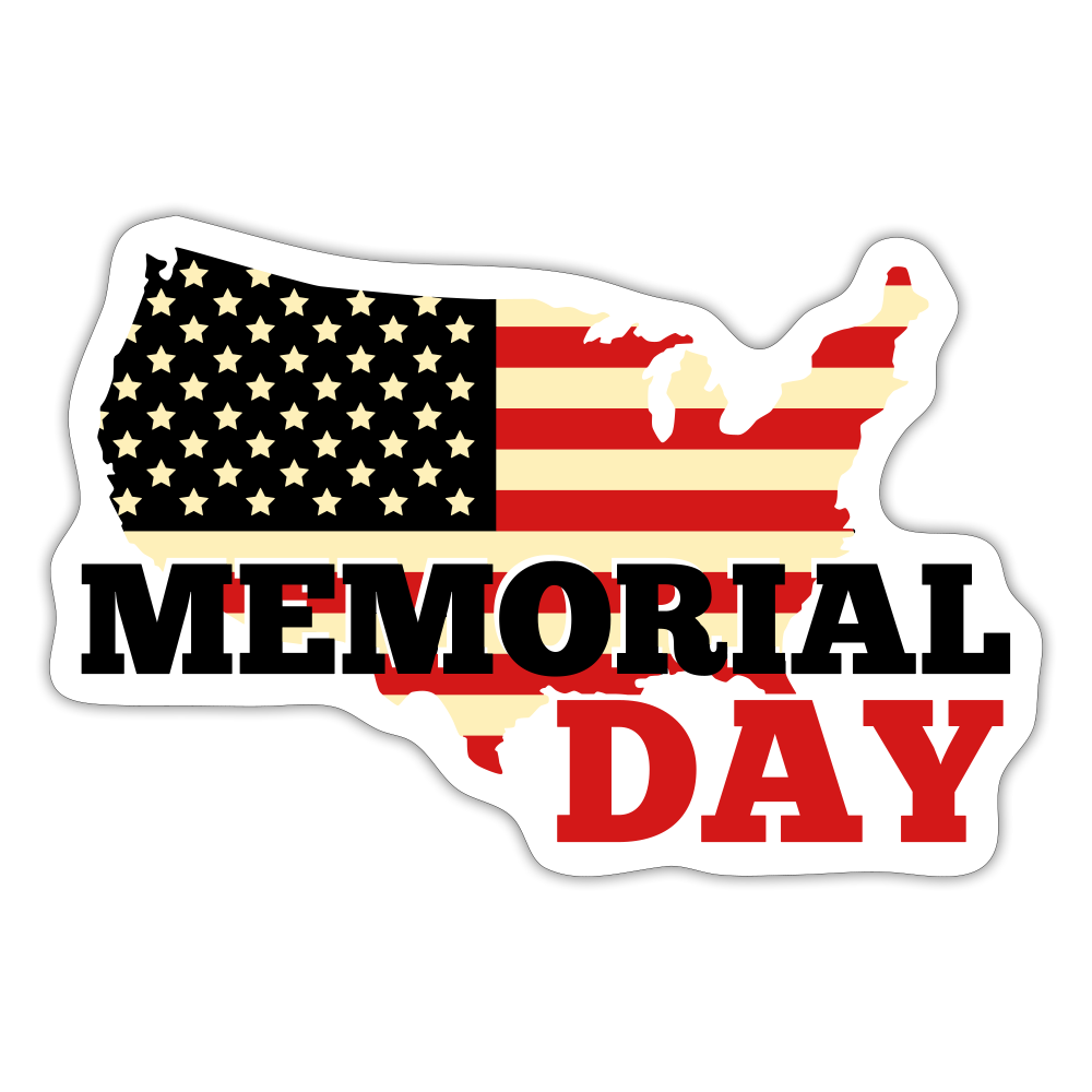 MEMORIAL DAY US FLAG - Sticker - white matte