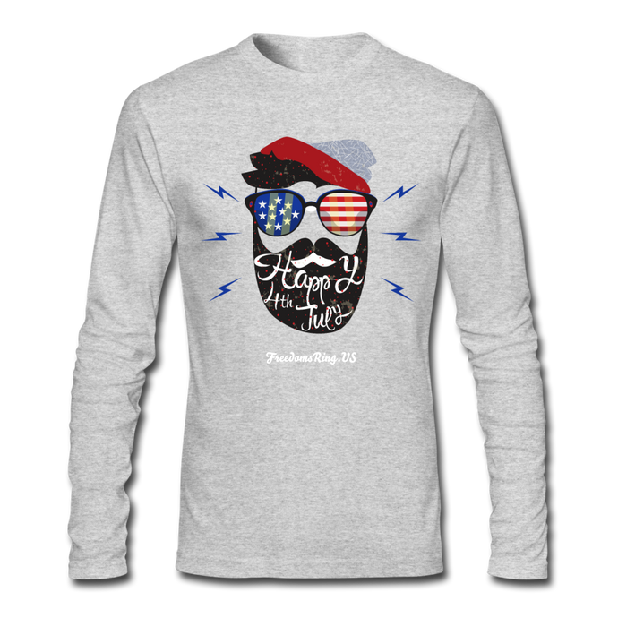 HAPPY 4TH BEARDSICLE! - Men's Long Sleeve T-Shirt by Next Level - heather gray