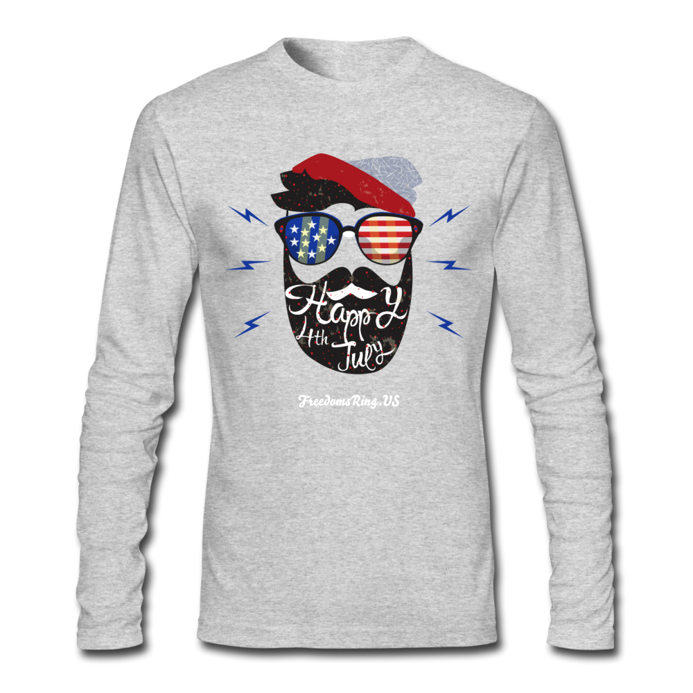 HAPPY 4TH BEARDSICLE! - Men's Long Sleeve T-Shirt by Next Level - heather gray