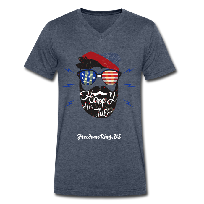 HAPPY 4TH BEARDY! - Men's V-Neck T-Shirt - heather navy