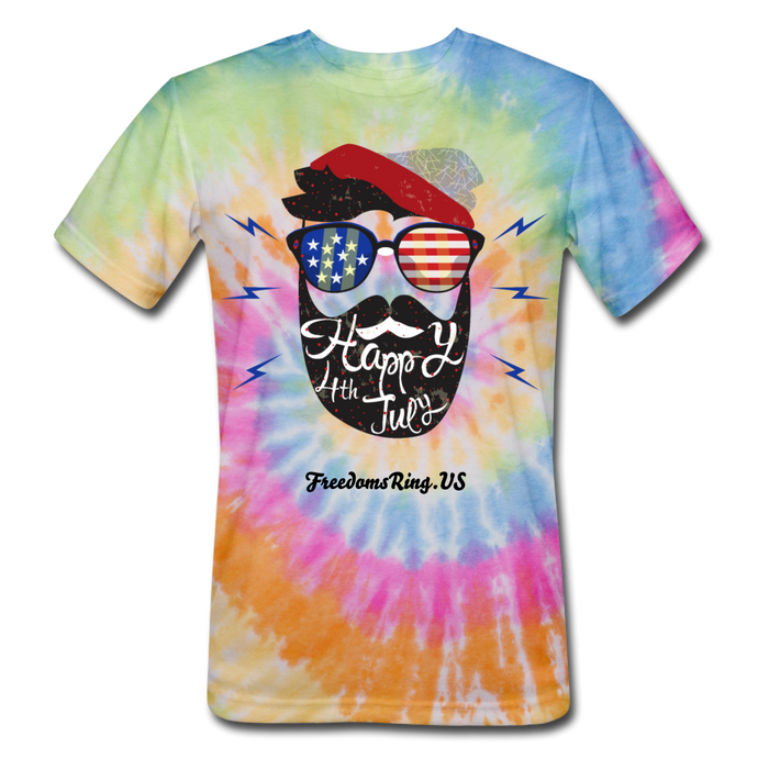 HAPPY 4TH BEARDSICLE! - Unisex Tie Dye T-Shirt - rainbow