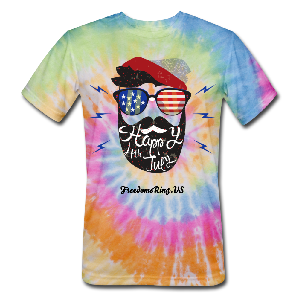 HAPPY 4TH BEARDSICLE! - Unisex Tie Dye T-Shirt - rainbow