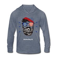 Load image into Gallery viewer, HAPPY 4TH BEARDSICLE! - Unisex Tri-Blend Hoodie Shirt - heather blue
