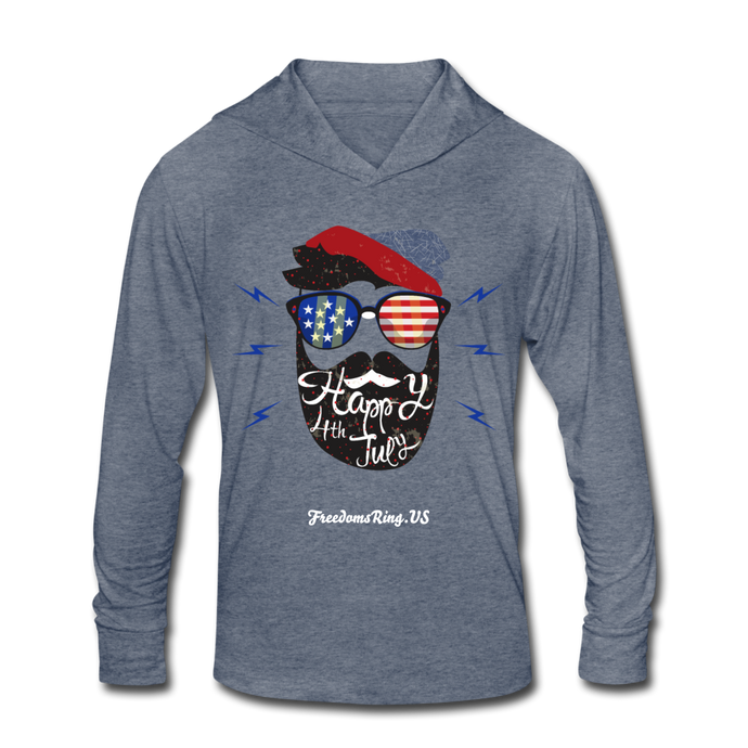 HAPPY 4TH BEARDSICLE! - Unisex Tri-Blend Hoodie Shirt - heather blue