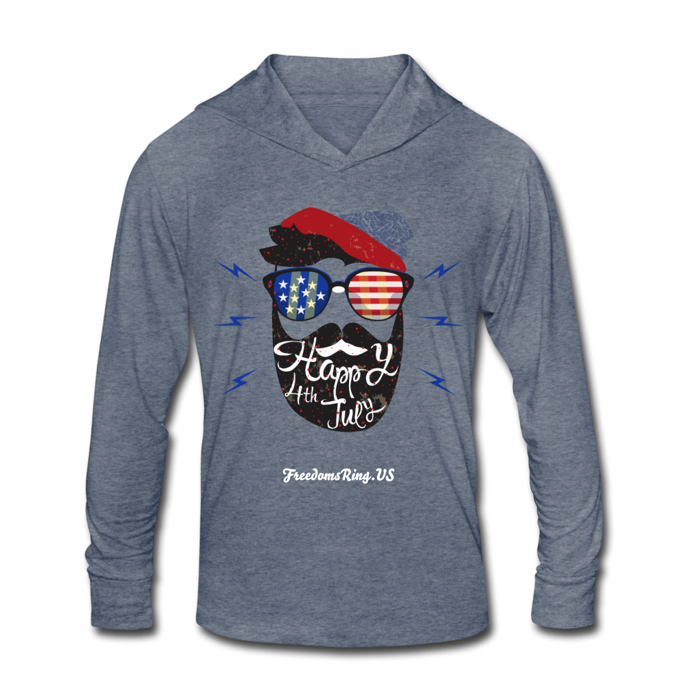 HAPPY 4TH BEARDSICLE! - Unisex Tri-Blend Hoodie Shirt - heather blue