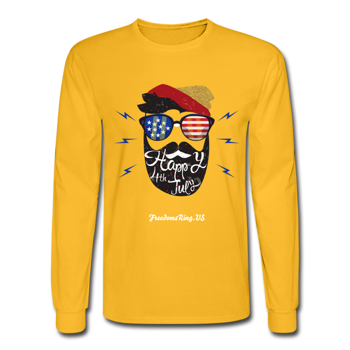 HAPPY 4TH BEARDSICLE! - Men's Long Sleeve T-Shirt - gold