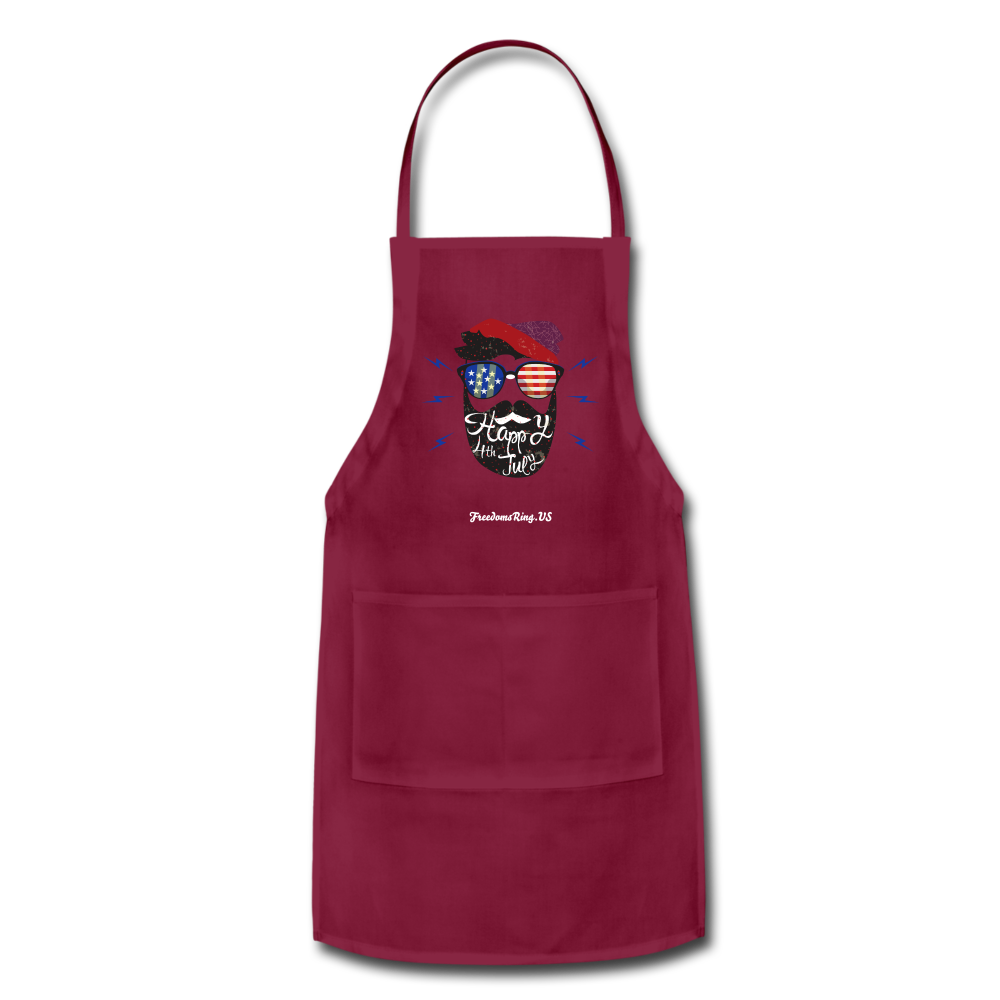 HAPPY 4TH BEARDSICLE! - Adjustable Apron - burgundy