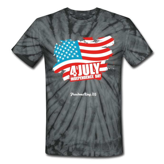 JULY 4TH FLAG - Unisex Tie Dye T-Shirt - spider black