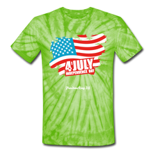 Load image into Gallery viewer, JULY 4TH FLAG - Unisex Tie Dye T-Shirt - spider lime green
