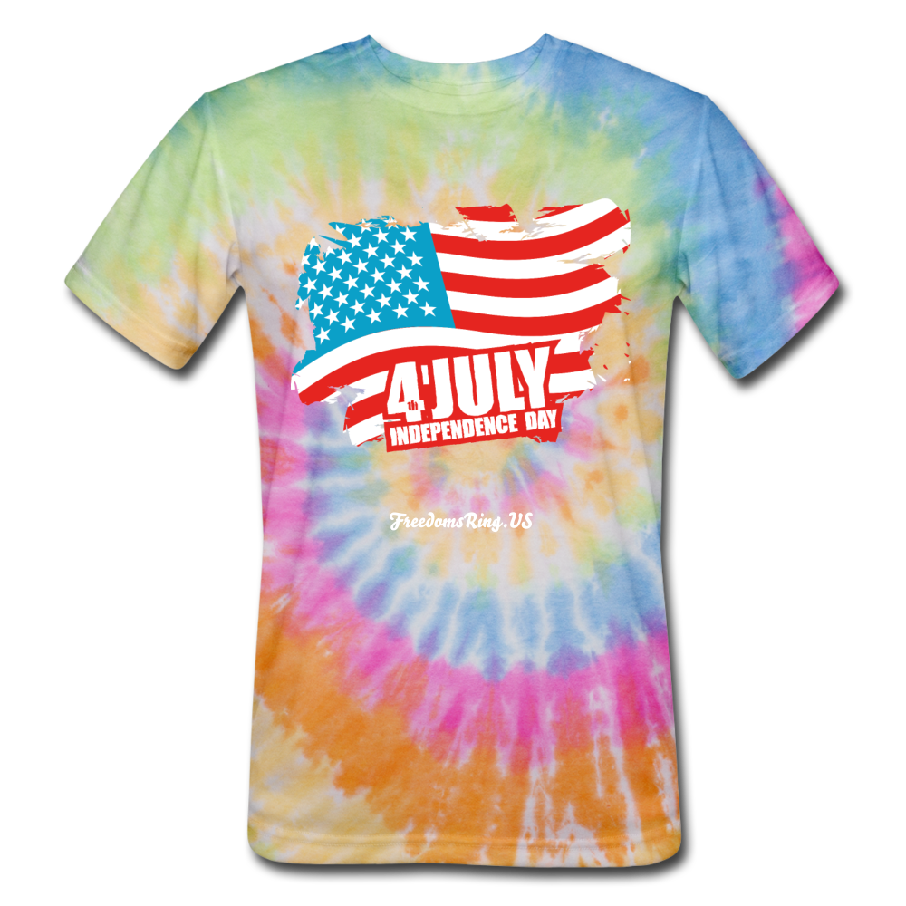 JULY 4TH FLAG - Unisex Tie Dye T-Shirt - rainbow