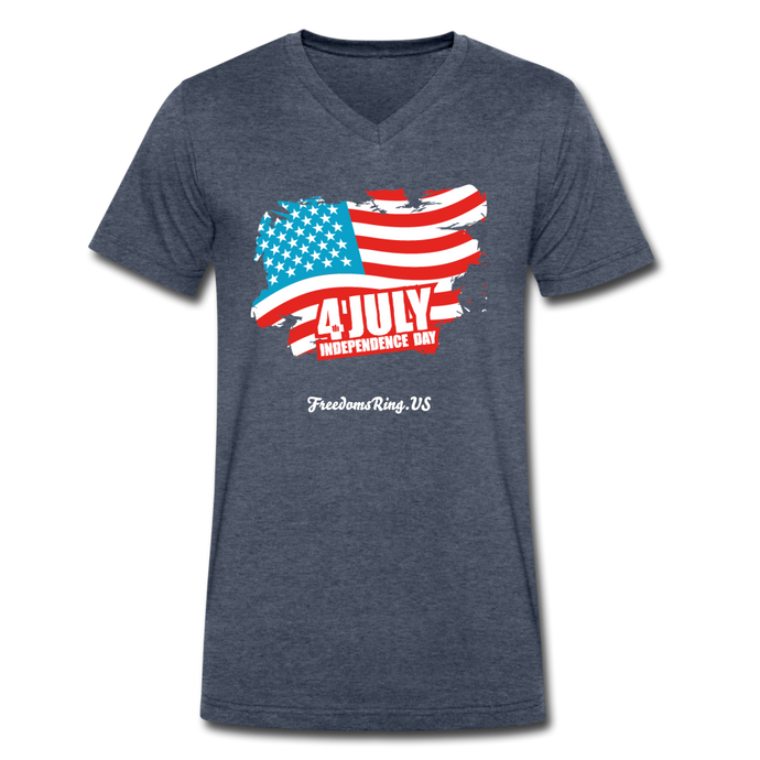 JULY 4TH FLAG - Men's V-Neck T-Shirt - heather navy