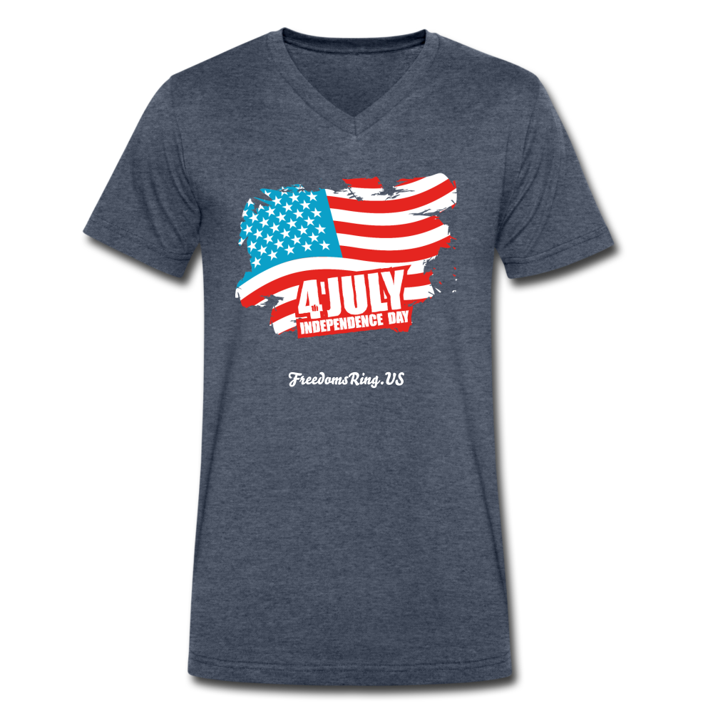 JULY 4TH FLAG - Men's V-Neck T-Shirt - heather navy