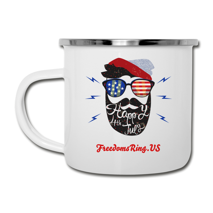 HAPPY 4TH BEARDSICLE! - Camper Mug - white