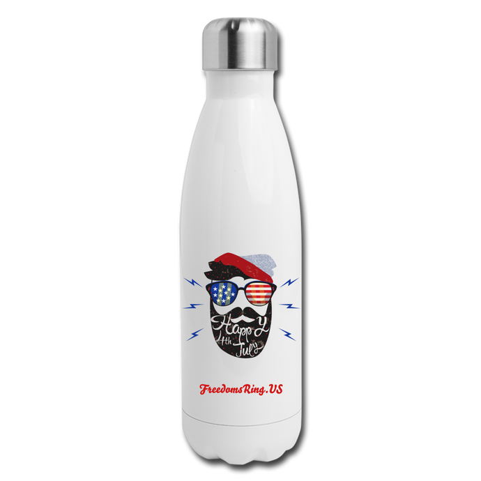 HAPPY 4TH BEARDSICLE! - Insulated Stainless Steel Water Bottle - white