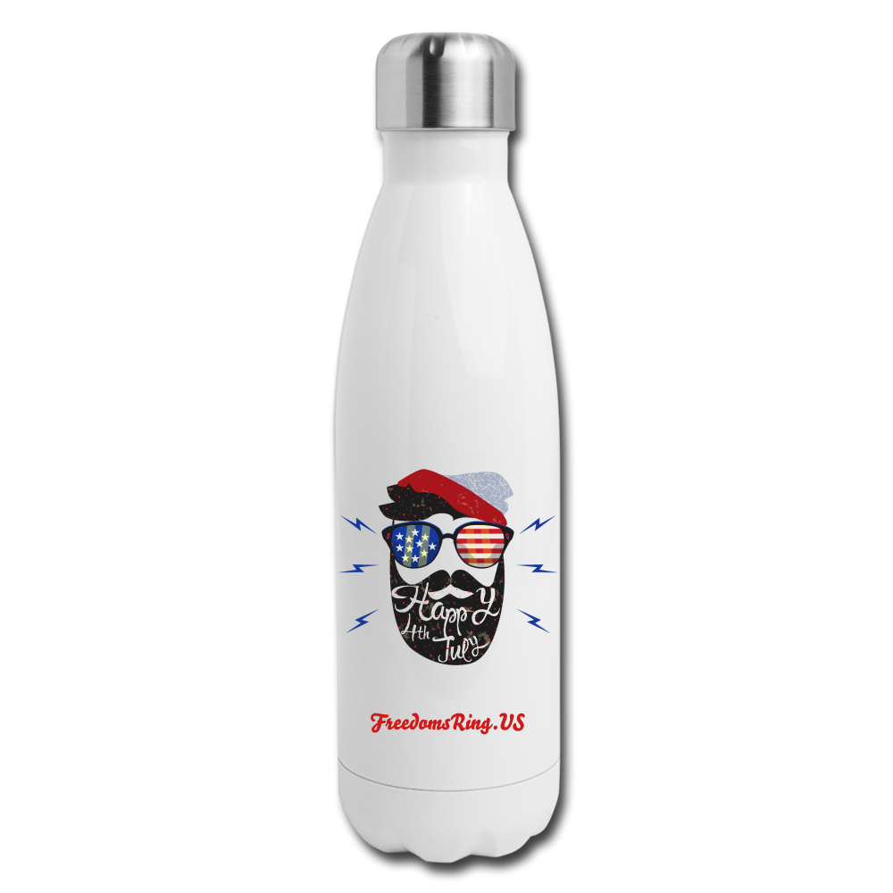 HAPPY 4TH BEARDSICLE! - Insulated Stainless Steel Water Bottle - white