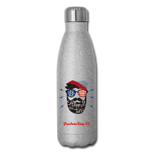 Load image into Gallery viewer, HAPPY 4TH BEARDSICLE! - Insulated Stainless Steel Water Bottle - silver glitter
