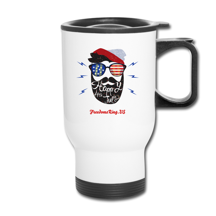 HAPPY 4TH BEARDSICLE! - Travel Mug - white