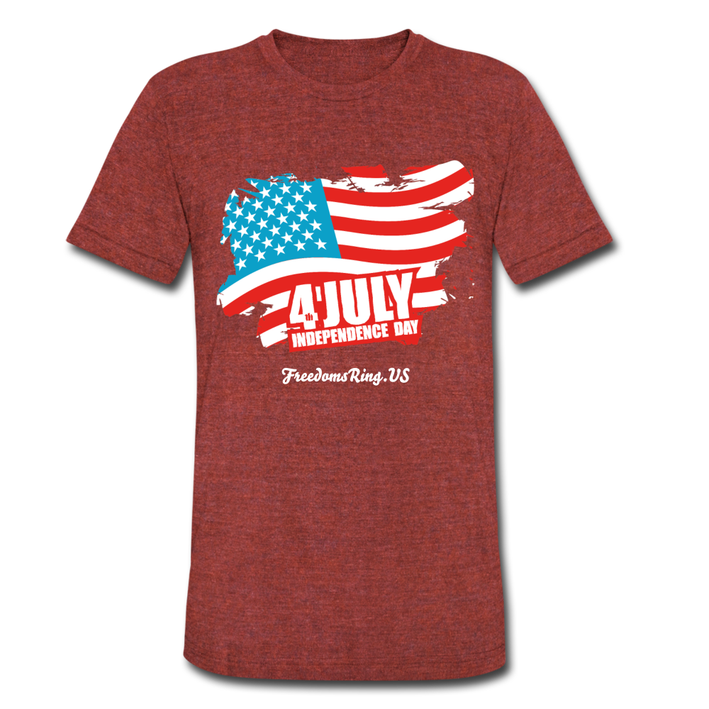 JULY 4TH FLAG - Unisex Tri-Blend T-Shirt - heather cranberry