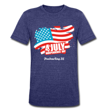 Load image into Gallery viewer, JULY 4TH FLAG - Unisex Tri-Blend T-Shirt - heather indigo
