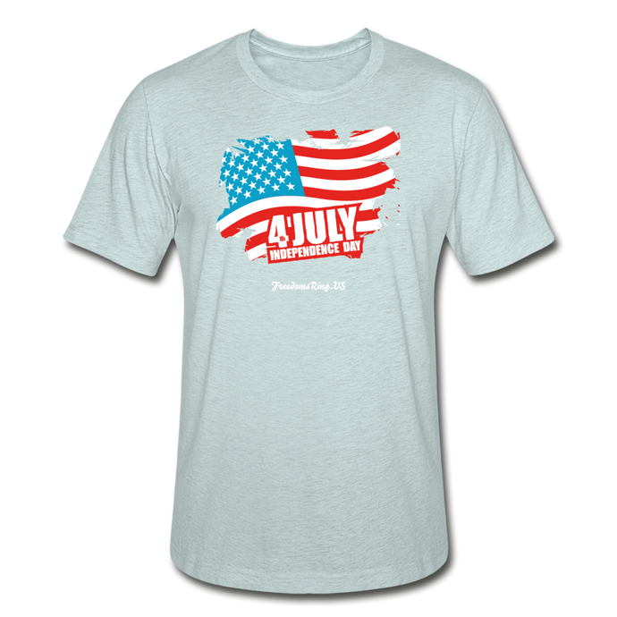 JULY 4TH FLAG - Unisex Heather Prism T-Shirt - heather prism ice blue