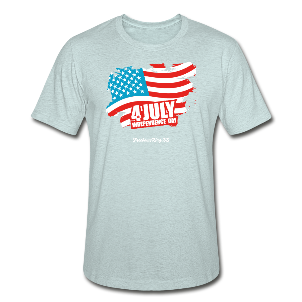 JULY 4TH FLAG - Unisex Heather Prism T-Shirt - heather prism ice blue